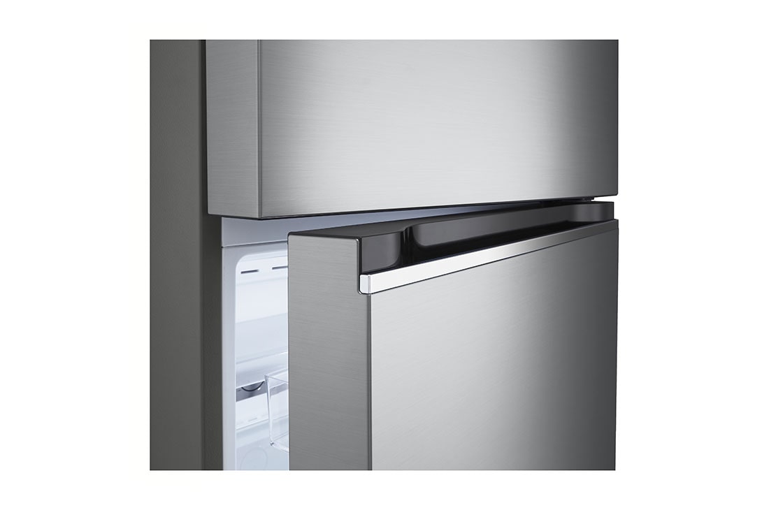 LG Top Mount Fridge, Smart Inverter, 375L, Silver, detail view of bottom fridge handle, GN-B482PLGB, thumbnail 9