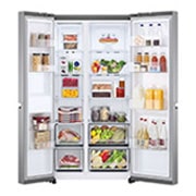 LG New LG Double Door Refrigerator, 647L, Platinum Silver, GR-B267SLWL, GR-B267SLWL, thumbnail 2