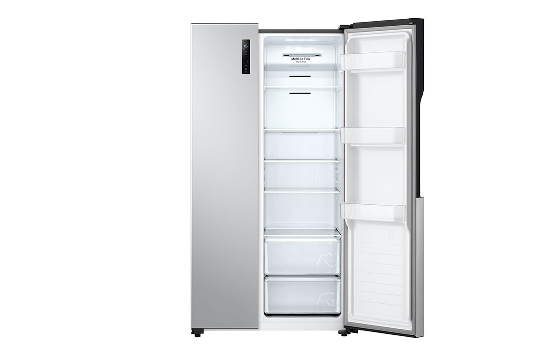 LG New Side by Side Refrigerator, Total No Frost, Multi AirFlow, Touch LED Display, Smart Inverter Compressor Tempered Glass, Front Right Open, GRFB587PQAM, thumbnail 16