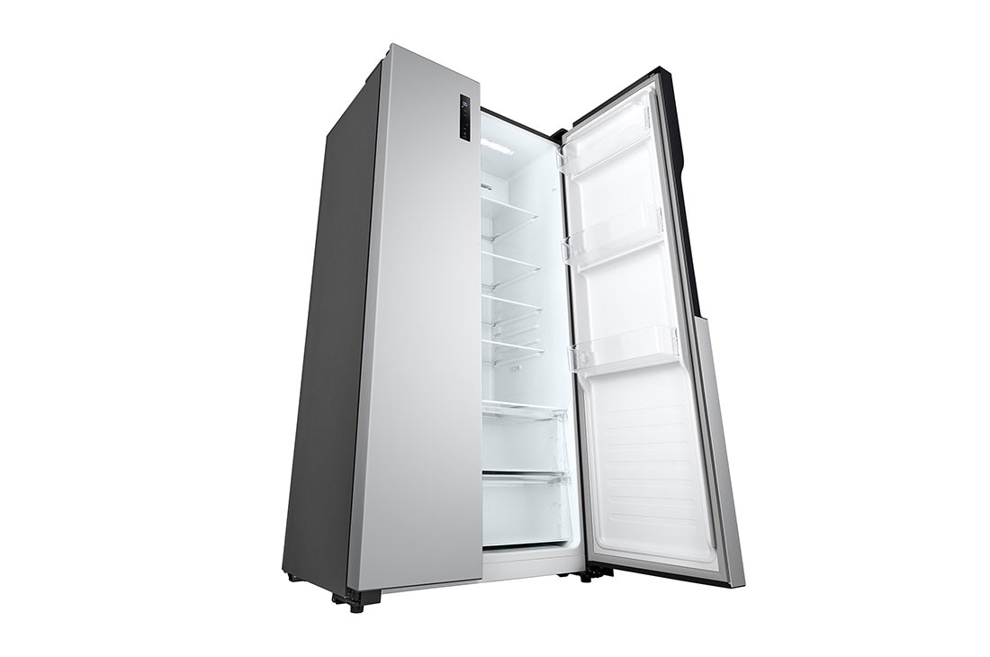 LG New Side by Side Refrigerator, Total No Frost, Multi AirFlow, Touch LED Display, Smart Inverter Compressor Tempered Glass, Left Perspective Open, GRFB587PQAM, thumbnail 18