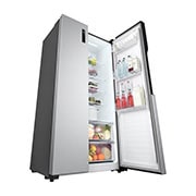 LG New Side by Side Refrigerator, Total No Frost, Multi AirFlow, Touch LED Display, Smart Inverter Compressor Tempered Glass, Left Perspective Open_Food, GRFB587PQAM, thumbnail 10