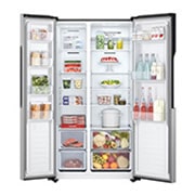 LG New Side by Side Refrigerator, Total No Frost, Multi AirFlow, Touch LED Display, Smart Inverter Compressor Tempered Glass, Front Open_Food, GRFB587PQAM, thumbnail 2