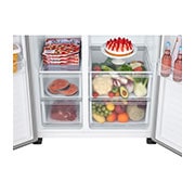 LG New Side by Side Refrigerator, Total No Frost, Multi AirFlow, Touch LED Display, Smart Inverter Compressor Tempered Glass, Drawer, GRFB587PQAM, thumbnail 4