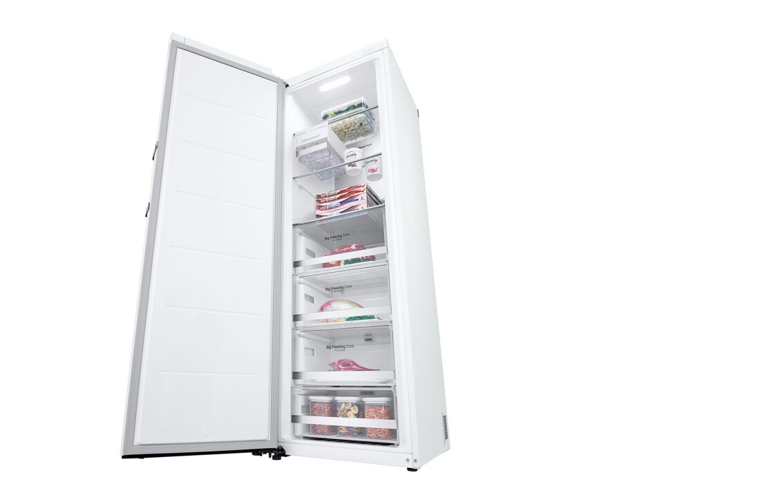 LG  Single Door Freezer, 234L, White, Right Perspective Open Food, GR-B414EQFM, thumbnail 7