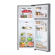 LG  LG Top Mount Fridge, 375L, Silver, front open view with food stored, GN-B482PQMB, thumbnail 2