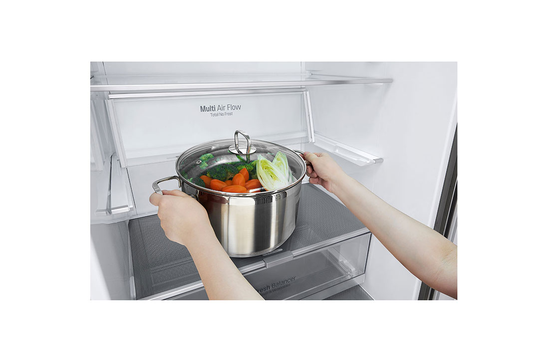 LG New Bottom Mount Refrigerator, Inverter Compressor, Multi AirFlow, Smart Diagnosis™, Platinum Silver, Detail View, GR-F589BLCM, thumbnail 8