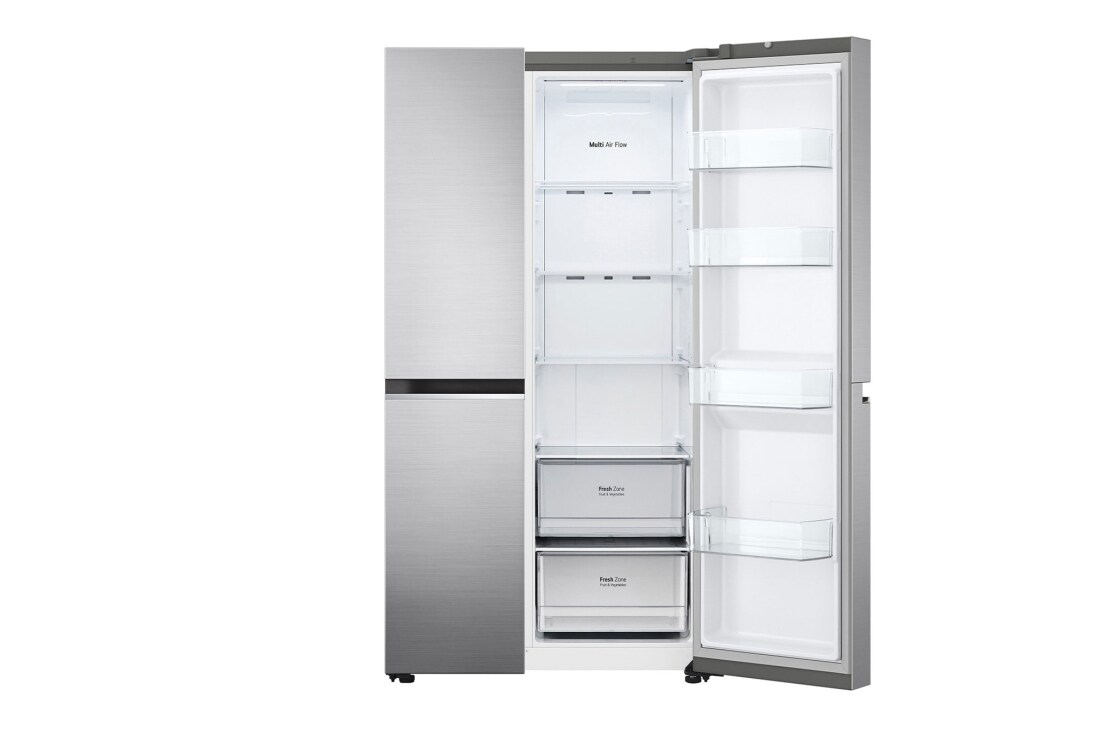 LG Double Door Refrigerator, 647L, Platinum Silver, right side door open, GR-B267SLWL, thumbnail 8