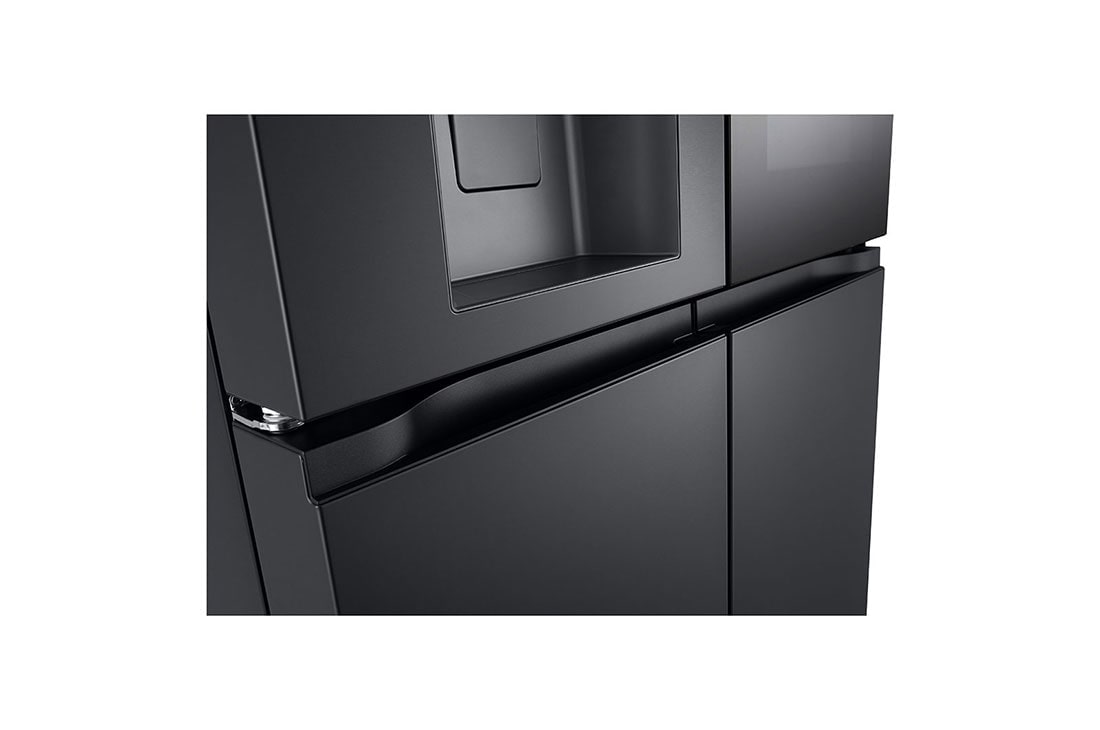 LG Black Glass InstaView, French Door Fridge, Essence Black Steel, Handle View, GR-X34FFCAB, thumbnail 5