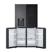 LG Black Glass InstaView, French Door Fridge, Essence Black Steel, Front Bottom Open View, GR-X34FFCAB, thumbnail 11