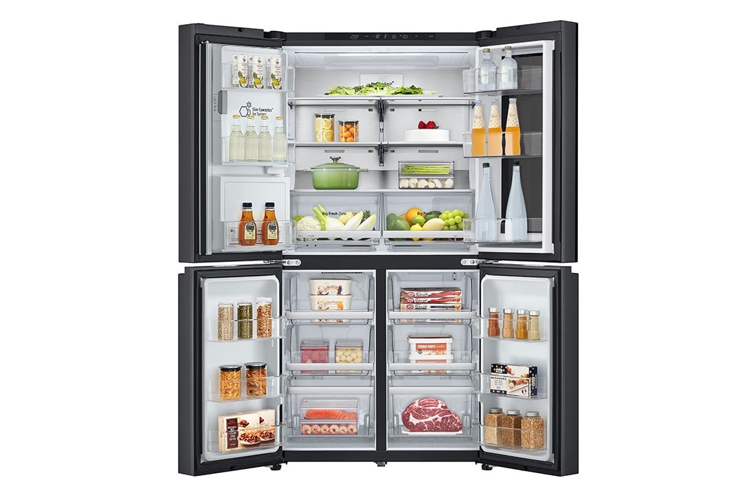 LG Black Glass InstaView Door-in-Door™, Essence Black Steel, Front open (foods full, open door), GR-X39FFCRB, thumbnail 3