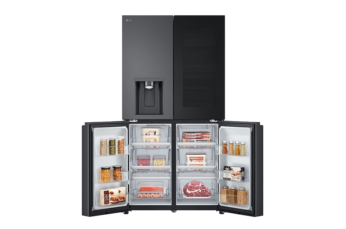 LG Black Glass InstaView Door-in-Door™, Essence Black Steel, Front Bottom Open, GR-X39FFCRB, thumbnail 11