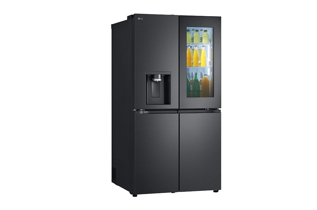 LG Black Glass InstaView Door-in-Door™, Essence Black Steel, -15 degree side view, GR-X39FFCRB, thumbnail 12