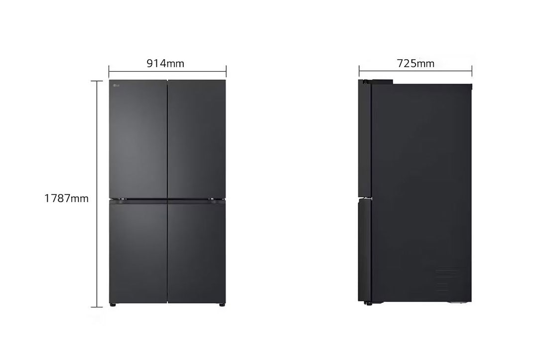 LG 665L LG French Door Refrigerator, Essence Black Steel, Inverter Linear™ Compressor, LG ThinQ™, 'Dimension, GR-B34FFCDB, thumbnail 2