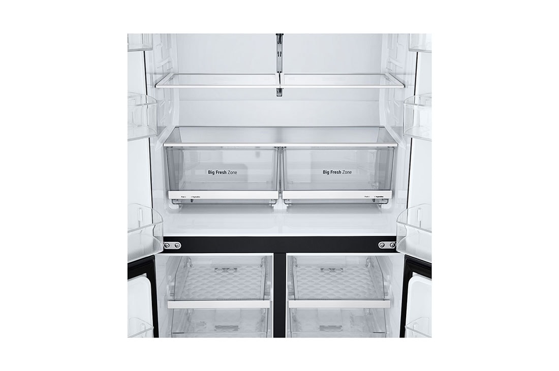 LG 665L LG French Door Refrigerator, Essence Black Steel, Inverter Linear™ Compressor, LG ThinQ™, Front top Open with food, GR-B34FFCDB, thumbnail 7