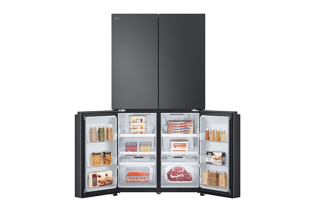 LG 665L LG French Door Refrigerator, Essence Black Steel, Inverter Linear™ Compressor, LG ThinQ™, Fornt bottom open view, GR-B34FFCDB, thumbnail 10