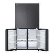 LG 665L LG French Door Refrigerator, Essence Black Steel, Inverter Linear™ Compressor, LG ThinQ™, Top right door open with food, GR-B34FFCDB, thumbnail 11