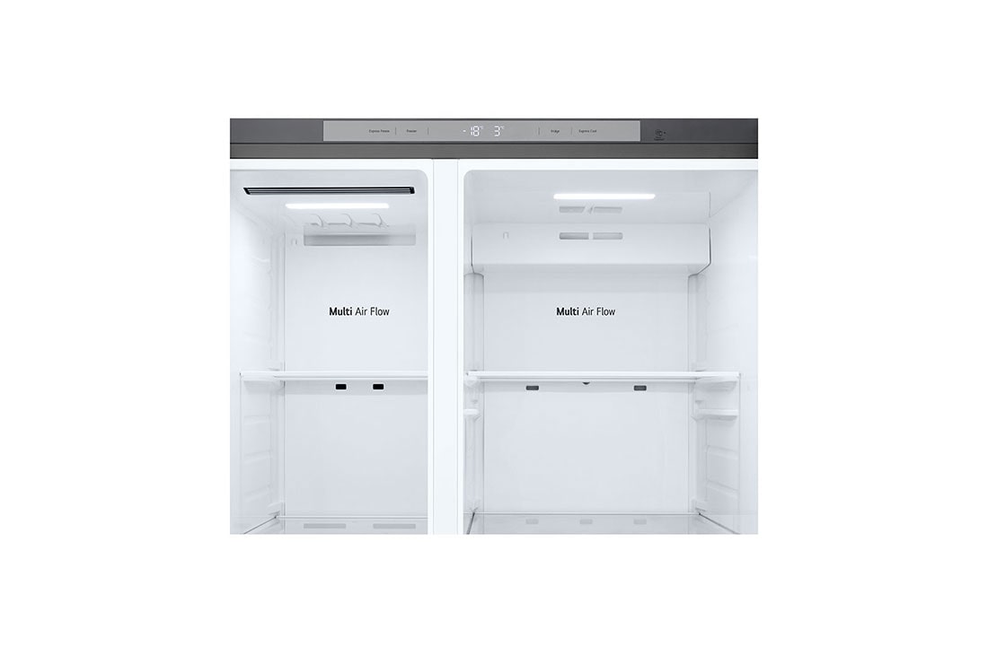 LG LinearCooling™, Side by Side Refrigerator, Front Right Open Food, GR-B267KLJW, thumbnail 6