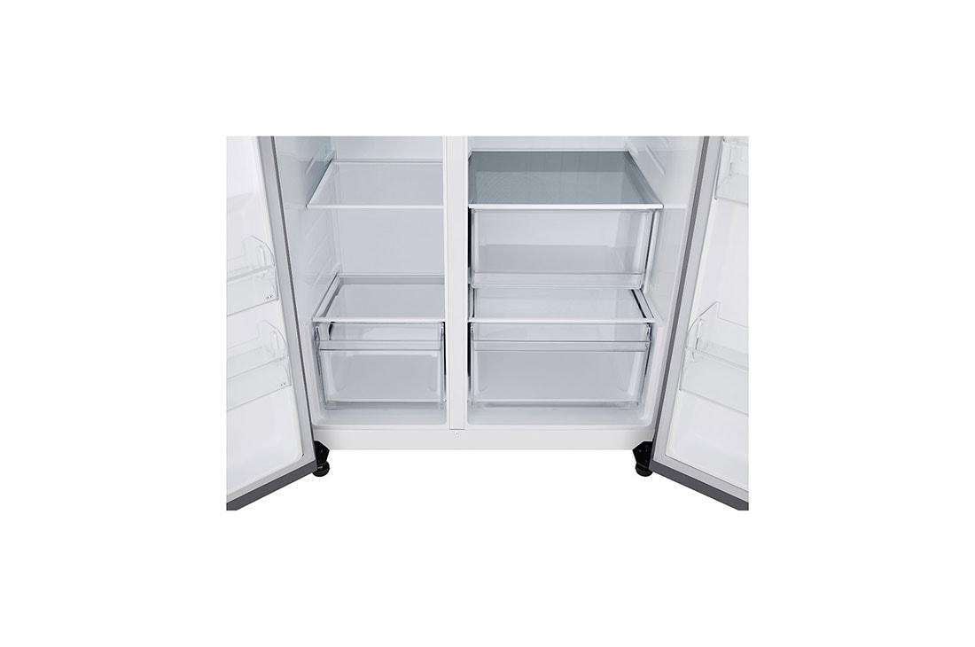 LG LinearCooling™, Side by Side Refrigerator, Front Right Open, GR-B267KLJW, thumbnail 7