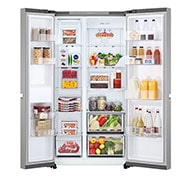 LG LinearCooling™, Side by Side Refrigerator, Front Open Food, GR-B267KLJW, thumbnail 2