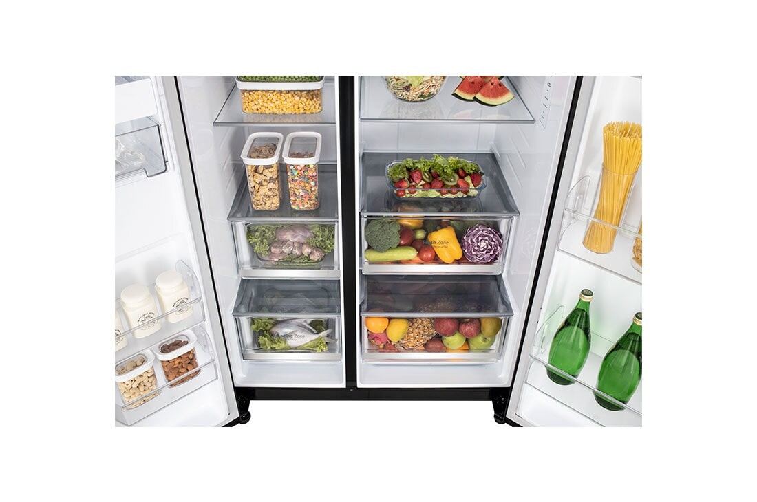 LG Side by Side Refrigerator, Smart Inverter Compressor, Black, DoorCooling+™, GL-B257DBM3-Bottom-Section-Image, GR-B267DBM3, thumbnail 5