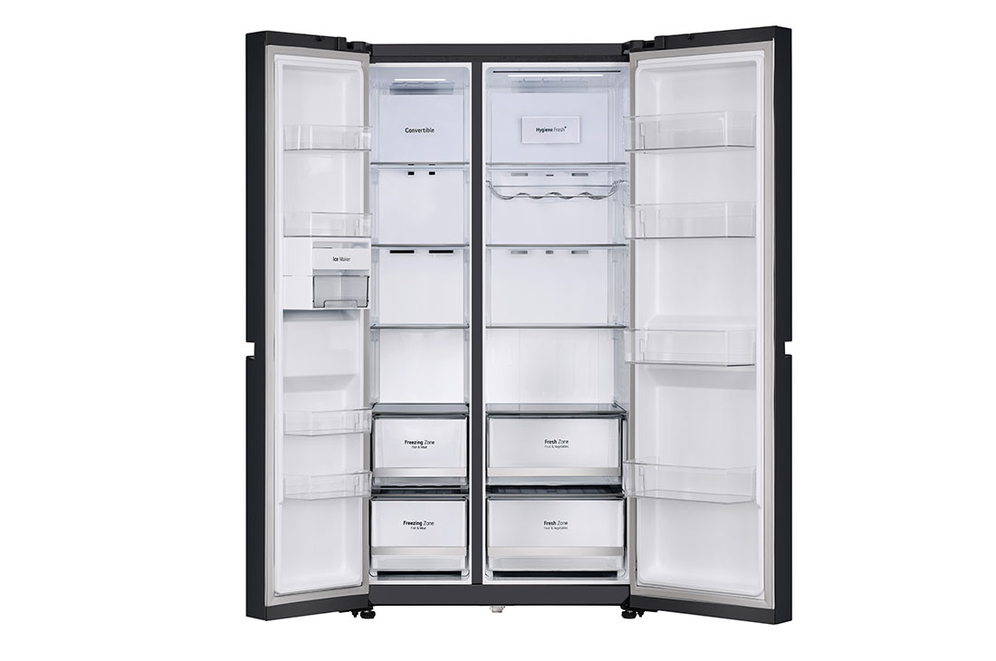 LG Side by Side Refrigerator, Smart Inverter Compressor, Black, DoorCooling+™, GL-B257DBM3-Front-View-Without-Food, GR-B267DBM3, thumbnail 3