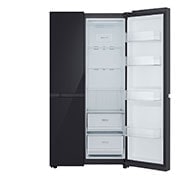 LG Side by Side Refrigerator, Smart Inverter Compressor, Black, DoorCooling+™, LG GL-B257DBM3  Front Right Open, GR-B267DBM3, thumbnail 4