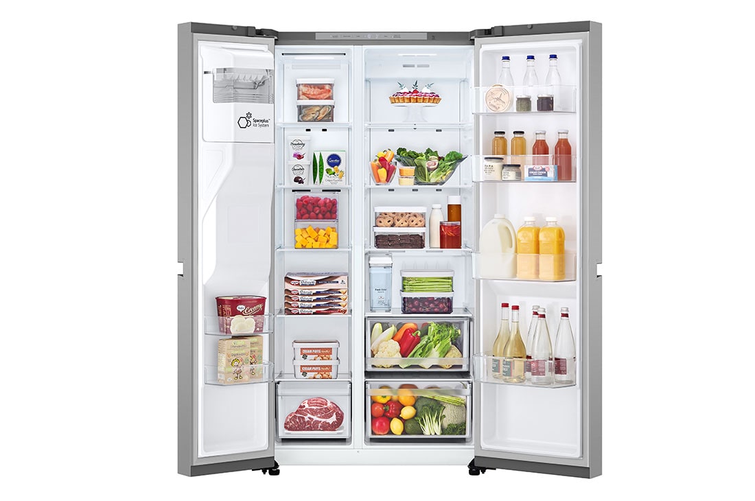 LG LinearCooling™, Side by Side Refrigerator, Front Open Food, GR-L267KLKW, thumbnail 2
