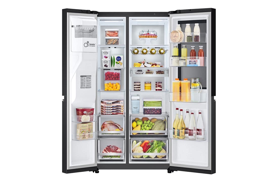 LG Instaview™, Door-in-Door™ Refrigerator, fornt open food, GR-G267CQEW, thumbnail 3