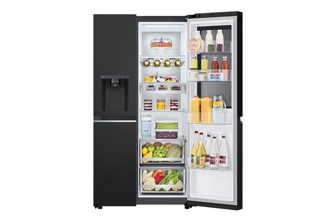 LG Instaview™, Door-in-Door™ Refrigerator, front right open food, GR-G267CQEW, thumbnail 11