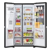 LG Instaview™, Door-in-Door™ Refrigerator, fornt open food, GR-G267CQEW, thumbnail 3