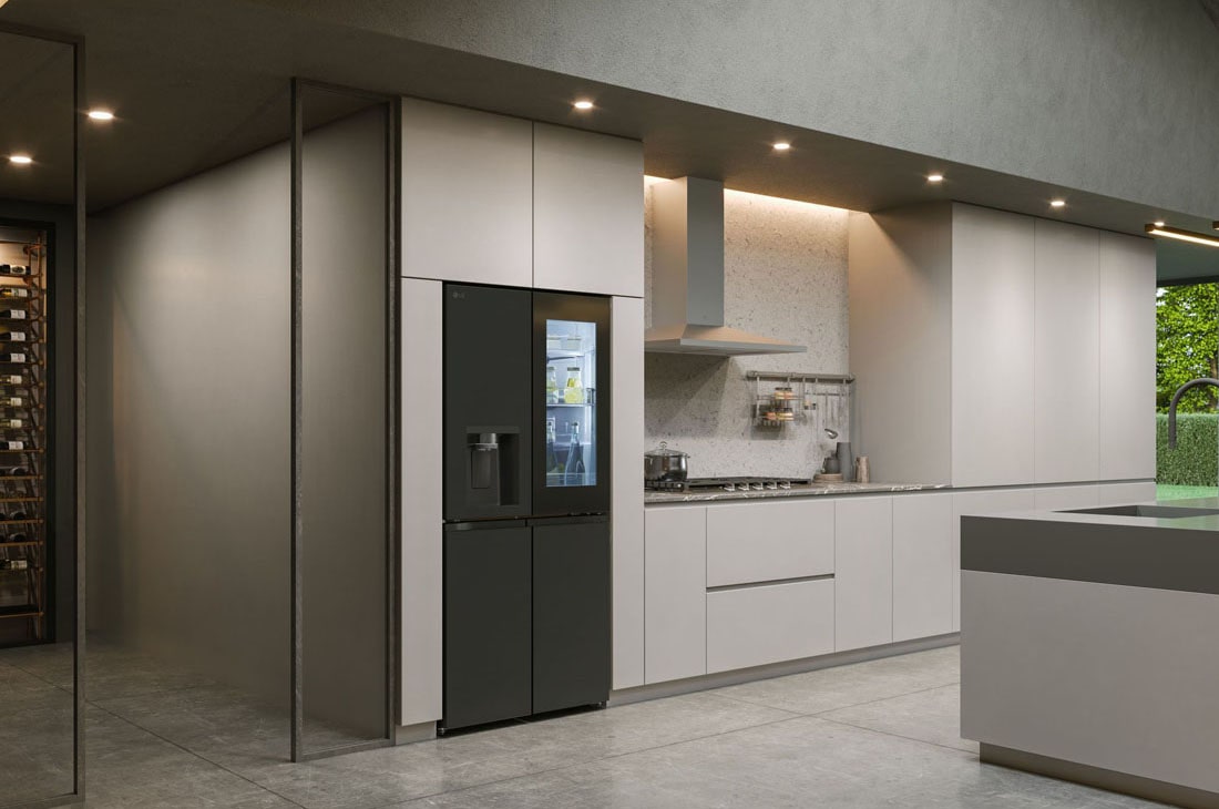 LG Black Glass InstaView, French Door Fridge, Essence Matte Black, 2024, Lifestyle Cut, GR-X29FFQAB, thumbnail 15