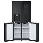 LG Black Glass InstaView, French Door Fridge, Essence Matte Black, 2024, Front Bottom Open, GR-X29FFQAB, thumbnail 13