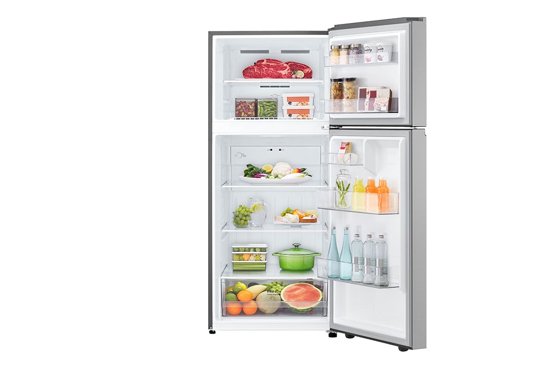 LG New Smart Inverter™ , 496L, Top Freezer Fridge, front open view with food stored, GN-R702SFAH, thumbnail 2