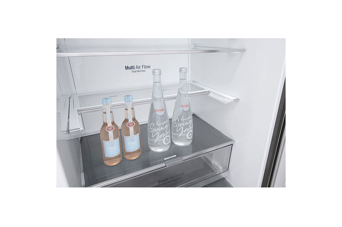 LG New Bottom Mount Refrigerator, Inverter Compressor, Multi AirFlow, Smart Diagnosis™, Platinum Silver, Drawer view, GR-F589BLCM, thumbnail 7