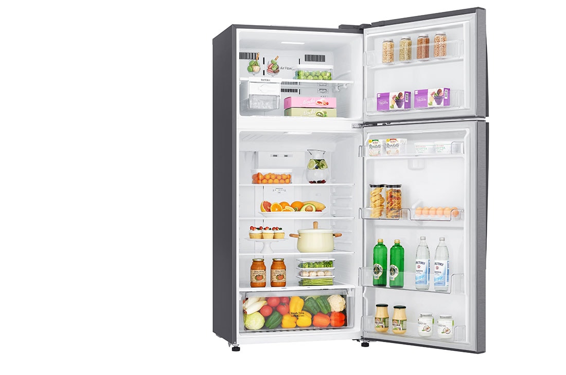 LG Top Mount Refrigerator, Smart Inverter Compressor, Dark Graphite Color, DoorCooling⁺™, Multi AirFlow, Right open with food, LTC752HQCM, thumbnail 10