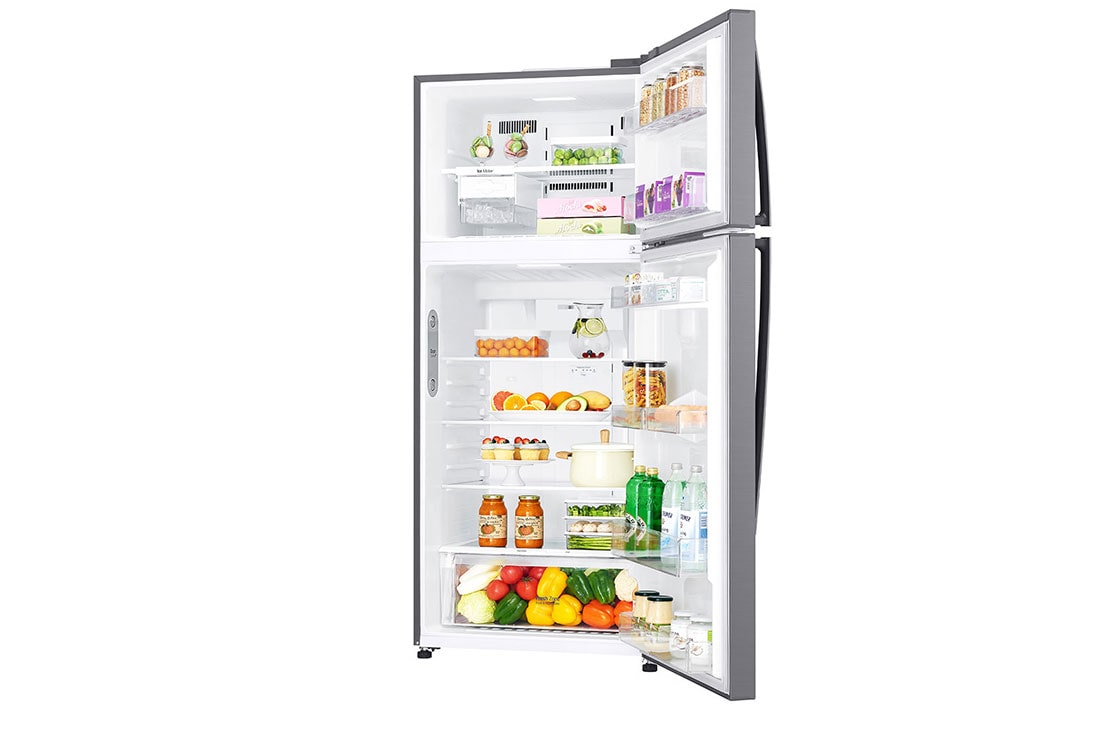 LG Top Mount Fridge, LINEARCooling™, DoorCooling⁺™, Smart Inverter Compressor, Silver,  open with food, LTC752HFCM, thumbnail 9