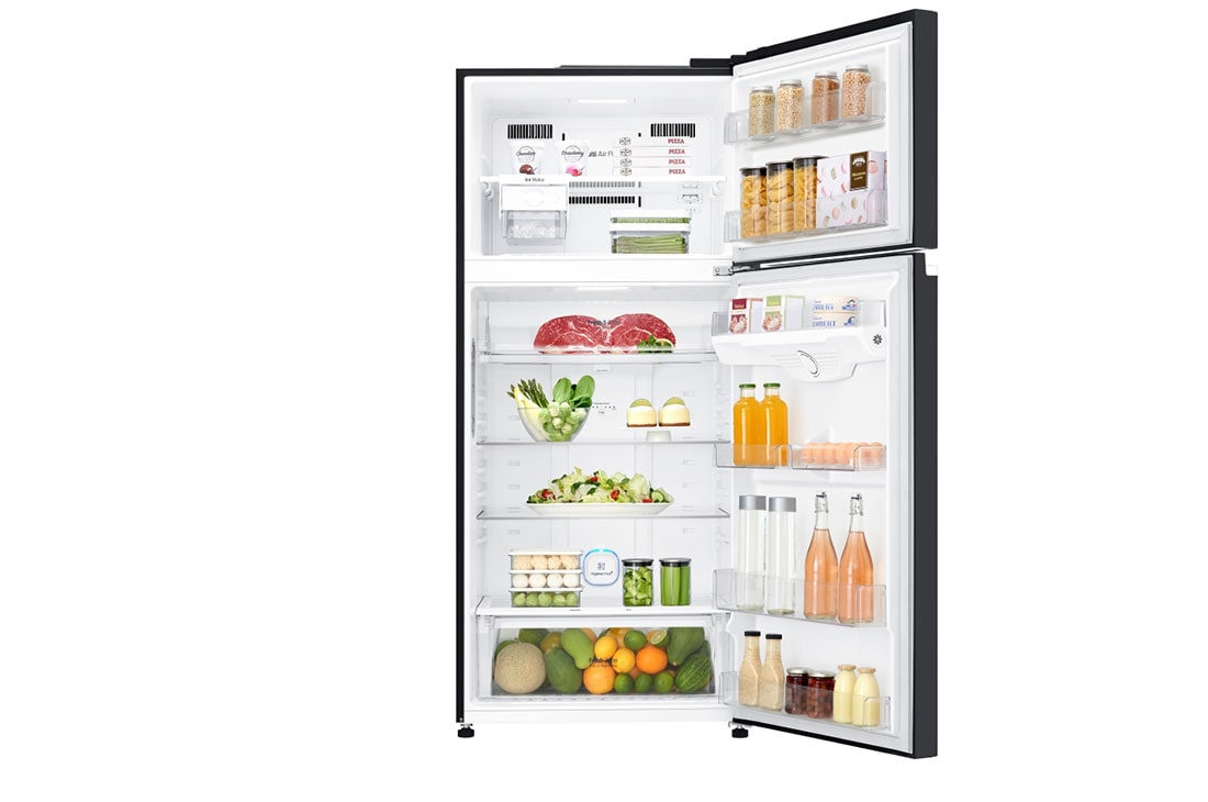 LG Top Freezer Refrigerator with LinearCooling™, DoorCooling+™, Hygiene Fresh+™, Front open with food, LTC752SGGM, thumbnail 3