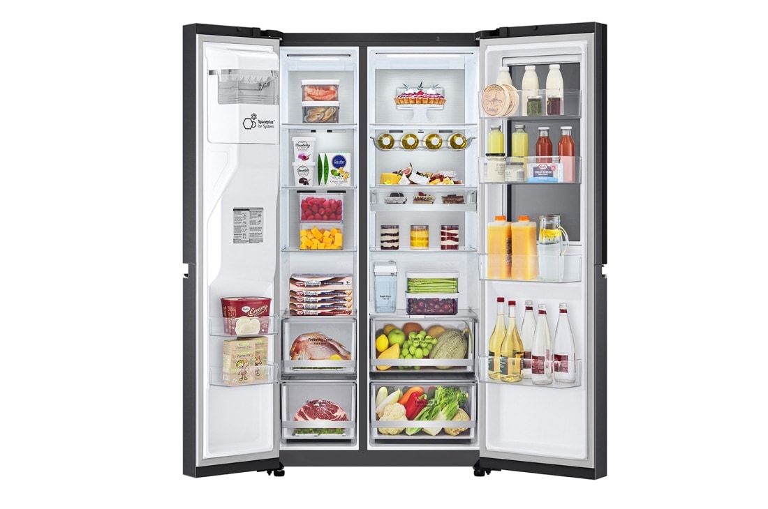 LG LinearCooling Side by Side Refrigerator with Smart Inverter™ , Front Open Food, GR-X267CQEW, thumbnail 2