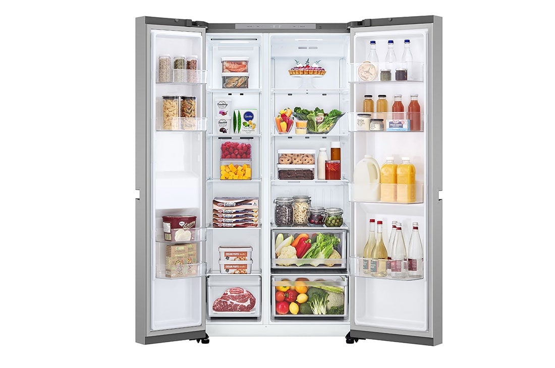 LG LinearCooling Side by Side Refrigerator with Smart Inverter™, Front Open Food, GR-B257KLJW, thumbnail 2