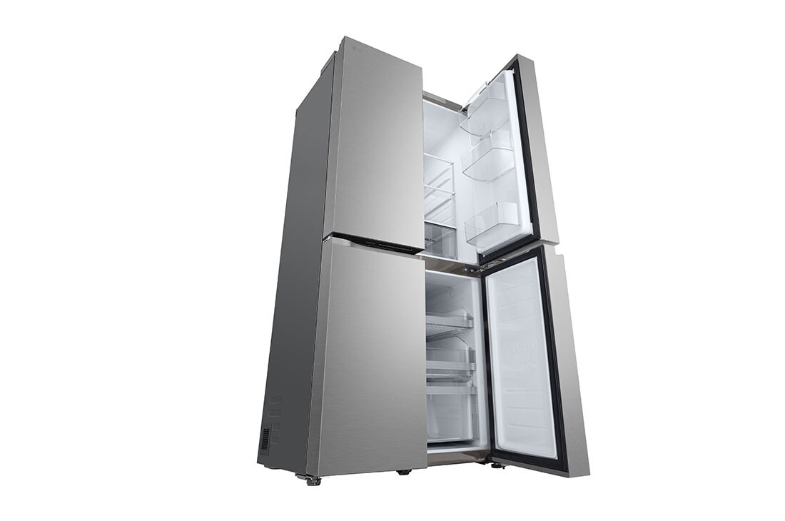 LG French Door Fridge, Prime Silver, LG ThinQ™,  Inverter Linear Compressor, left bottom prospective view, GR-B22FFLZB, thumbnail 15