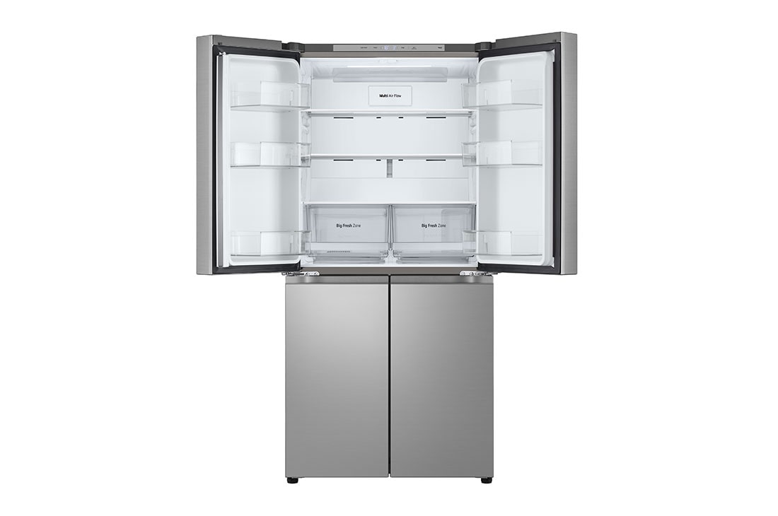 LG French Door Fridge, Prime Silver, LG ThinQ™,  Inverter Linear Compressor, front top door open, GR-B22FFLZB, thumbnail 5