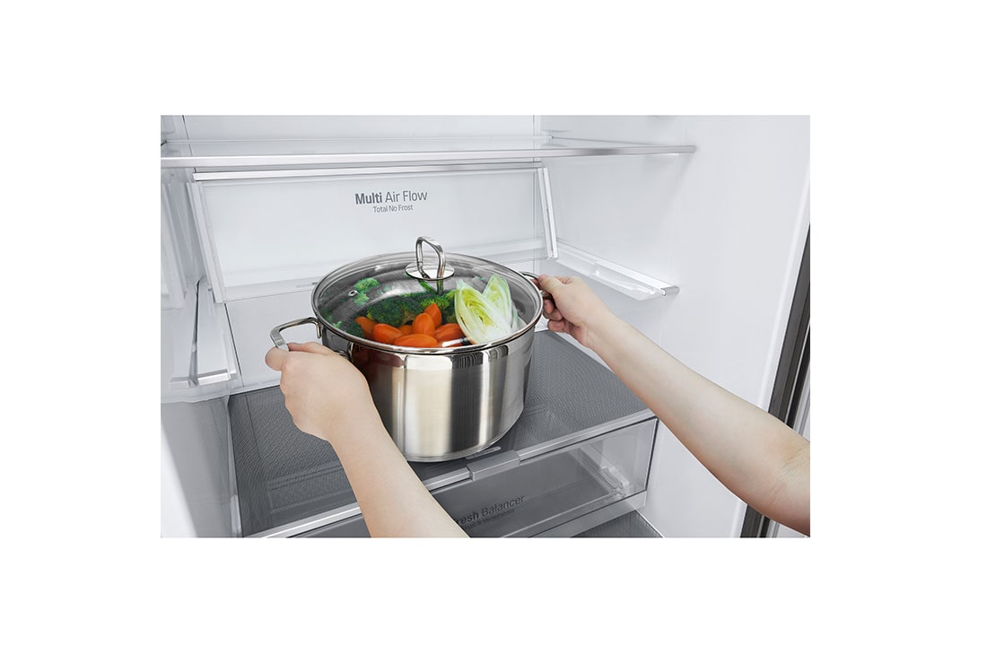 LG Bottom Mount Refrigerator, Inverter Compressor, Multi AirFlow, Matte Black , Drawer view, GR-F589BQCM, thumbnail 7