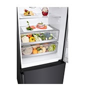 LG Bottom Mount Refrigerator, Inverter Compressor, Multi AirFlow, Matte Black , Top door open view, GR-F589BQCM, thumbnail 9