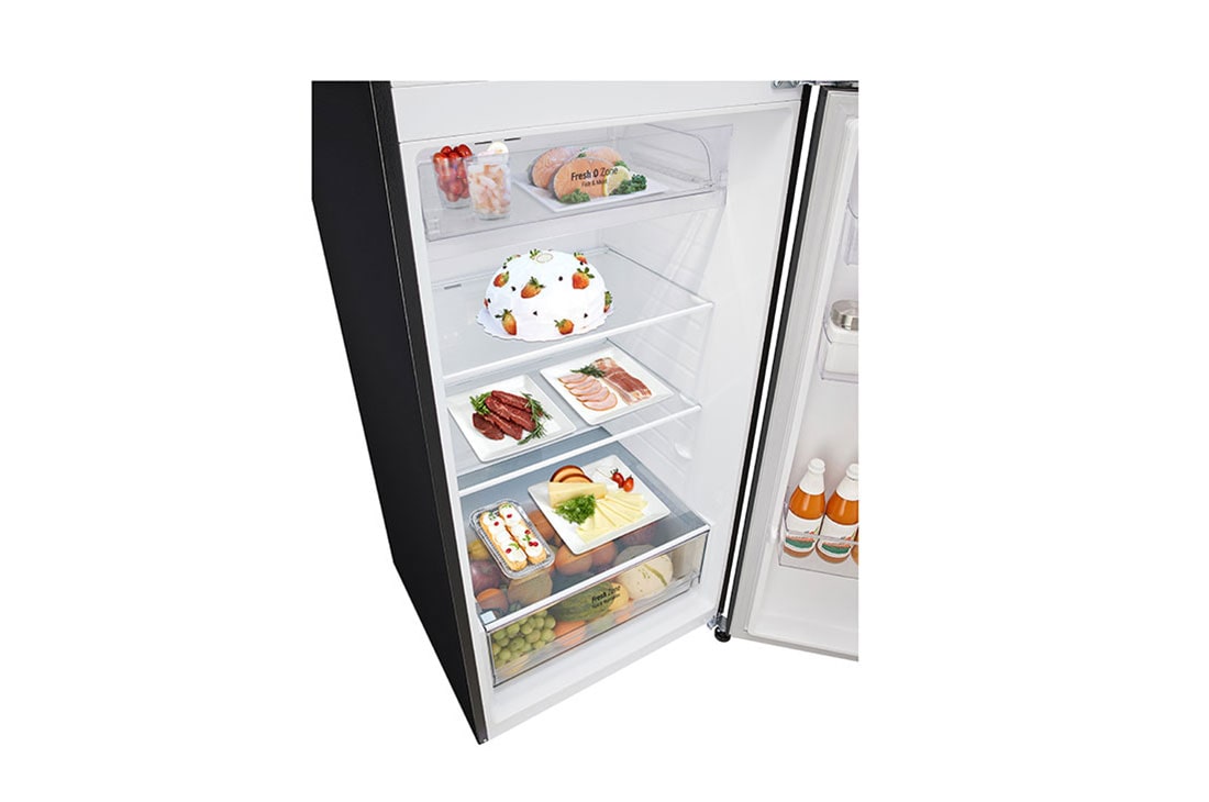 LG New Smart Inverter™, Top Freezer Fridge, LinearCooling™, DoorCooling+™, front open view, GR-B452PGFK, thumbnail 10