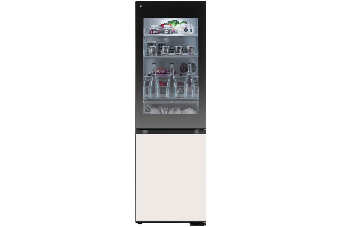 LG 349L Bottom Freezer Refrigerator, Beige glass, InstaView™, LinearCooling™, Front view of 349L Bottom Freezer Refrigerator Beige glass with InstaView™, LinearCooling™, DoorCooling+ ™ ({Sales Model Code}), GR-V479QGKW