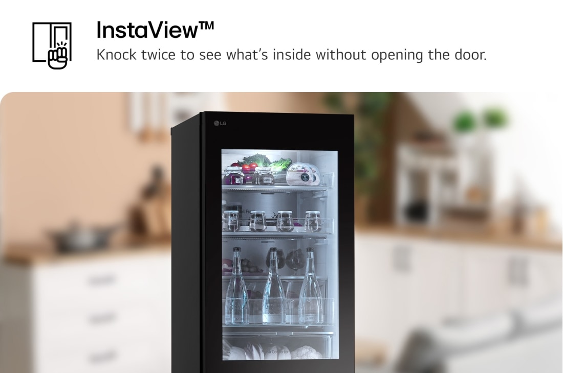 LG 349L Bottom Freezer Refrigerator, Beige glass, InstaView™, LinearCooling™, USP image of instaview., GR-V479QGKW, thumbnail 3