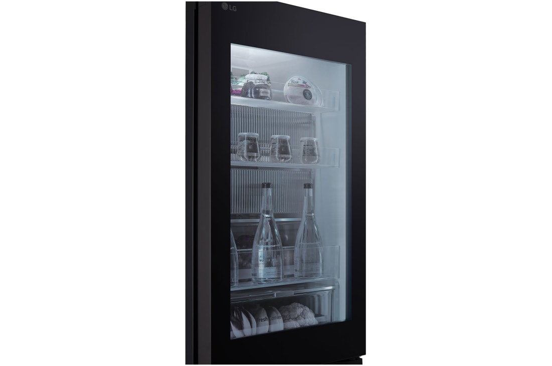 LG 349L Bottom Freezer Refrigerator, Beige glass, InstaView™, LinearCooling™, close up view of instaview feature., GR-V479QGKW, thumbnail 8