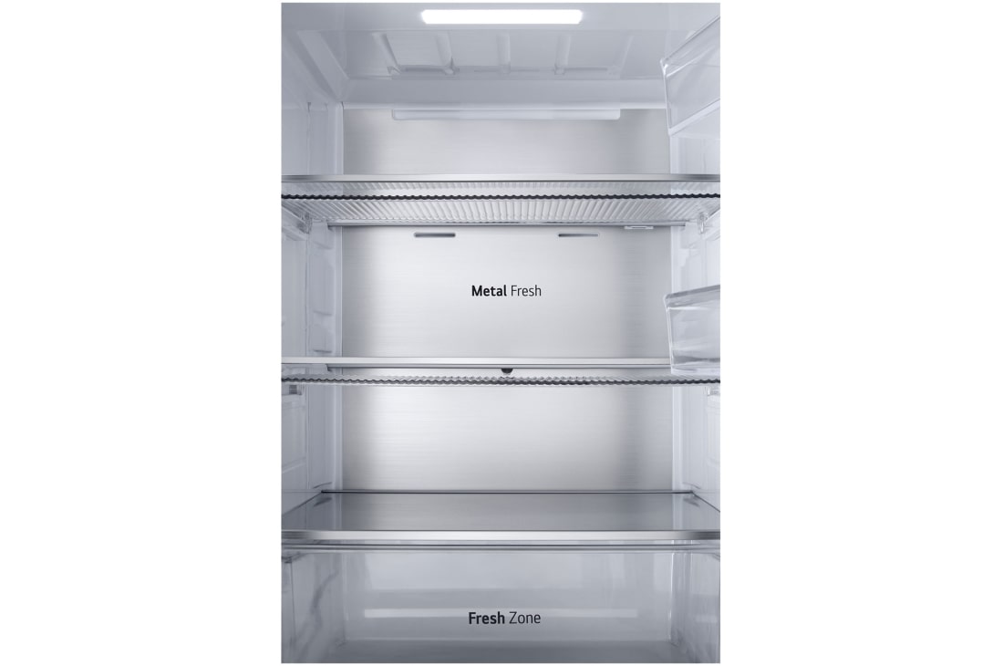 LG 349L Bottom Freezer Refrigerator, Beige glass, InstaView™, LinearCooling™, clos up view of metal  fresh feature., GR-V479QGKW, thumbnail 9
