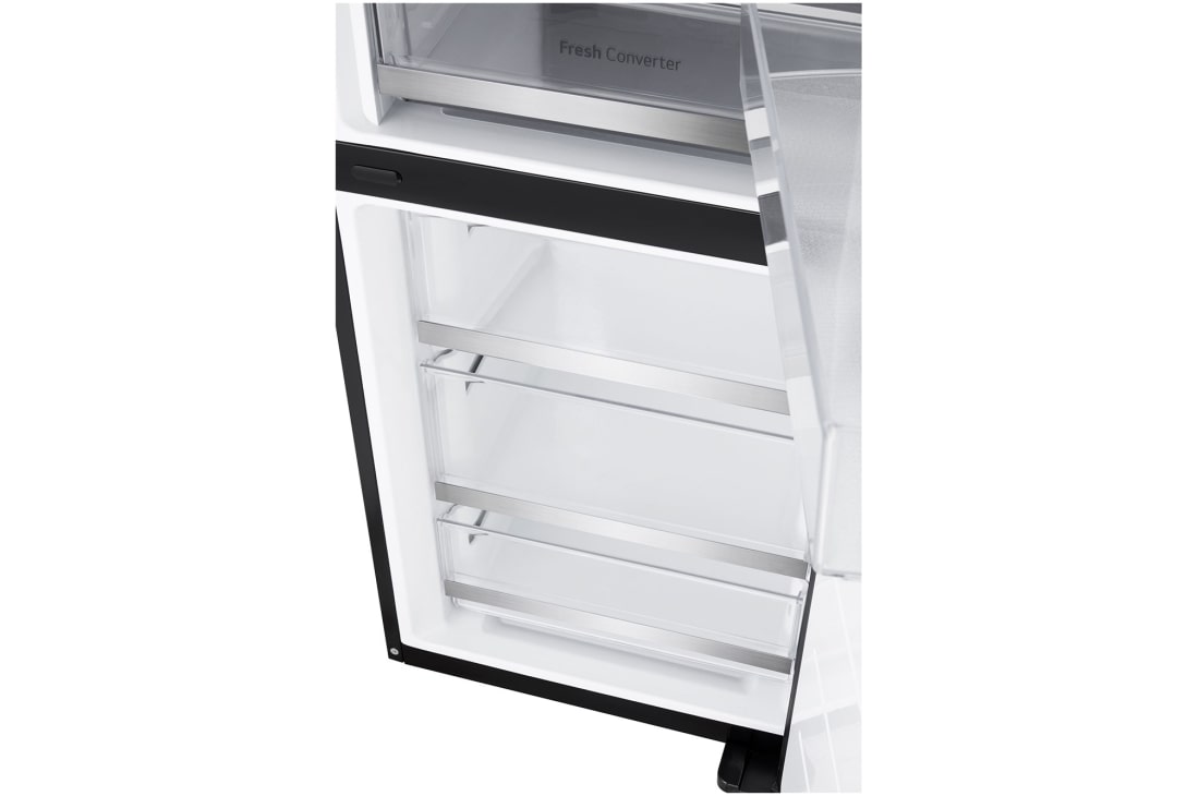 LG 349L Bottom Freezer Refrigerator, Beige glass, InstaView™, LinearCooling™, close up view of drawer of  bottom freezer refrigerator at the freezer part., GR-V479QGKW, thumbnail 12