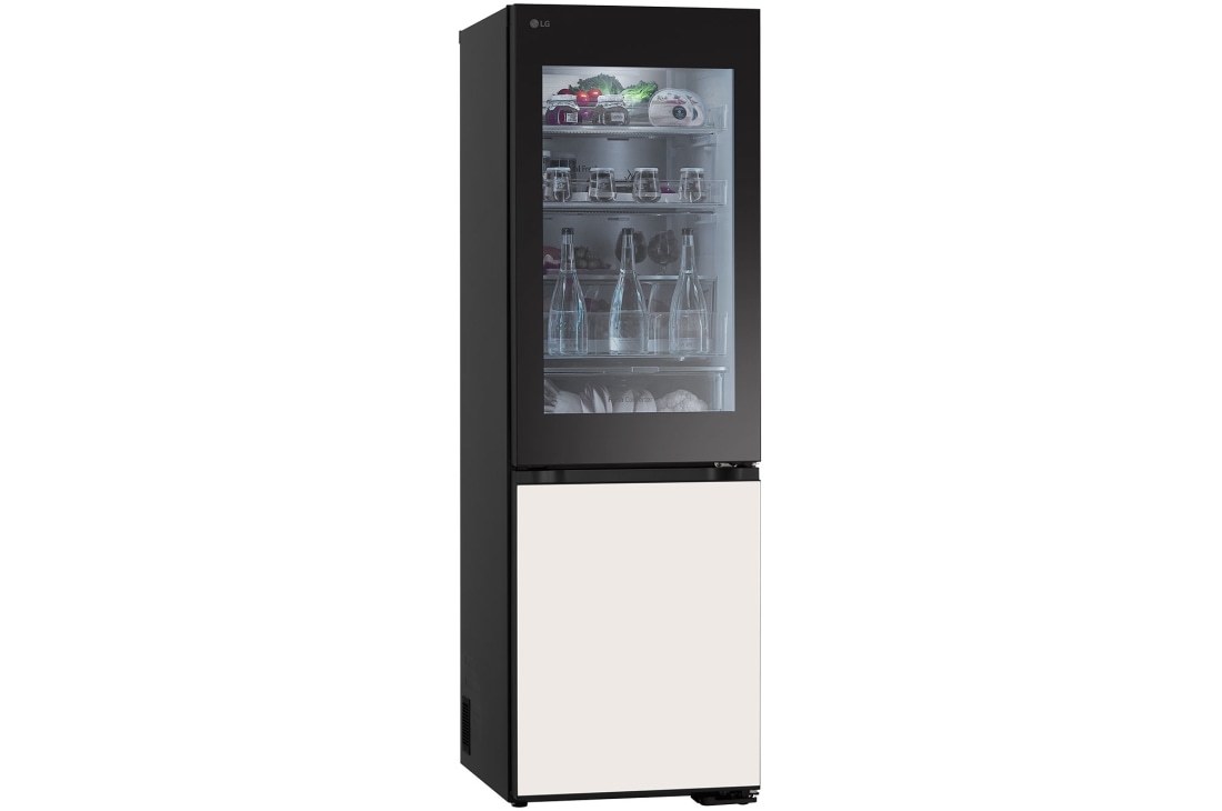 LG 349L Bottom Freezer Refrigerator, Beige glass, InstaView™, LinearCooling™, left side view of bottom freezer refrigerator., GR-V479QGKW, thumbnail 13